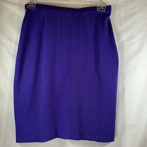 St. John Evening Purple Santana Knit Pull On Elastic Waist Skirt Size 8.